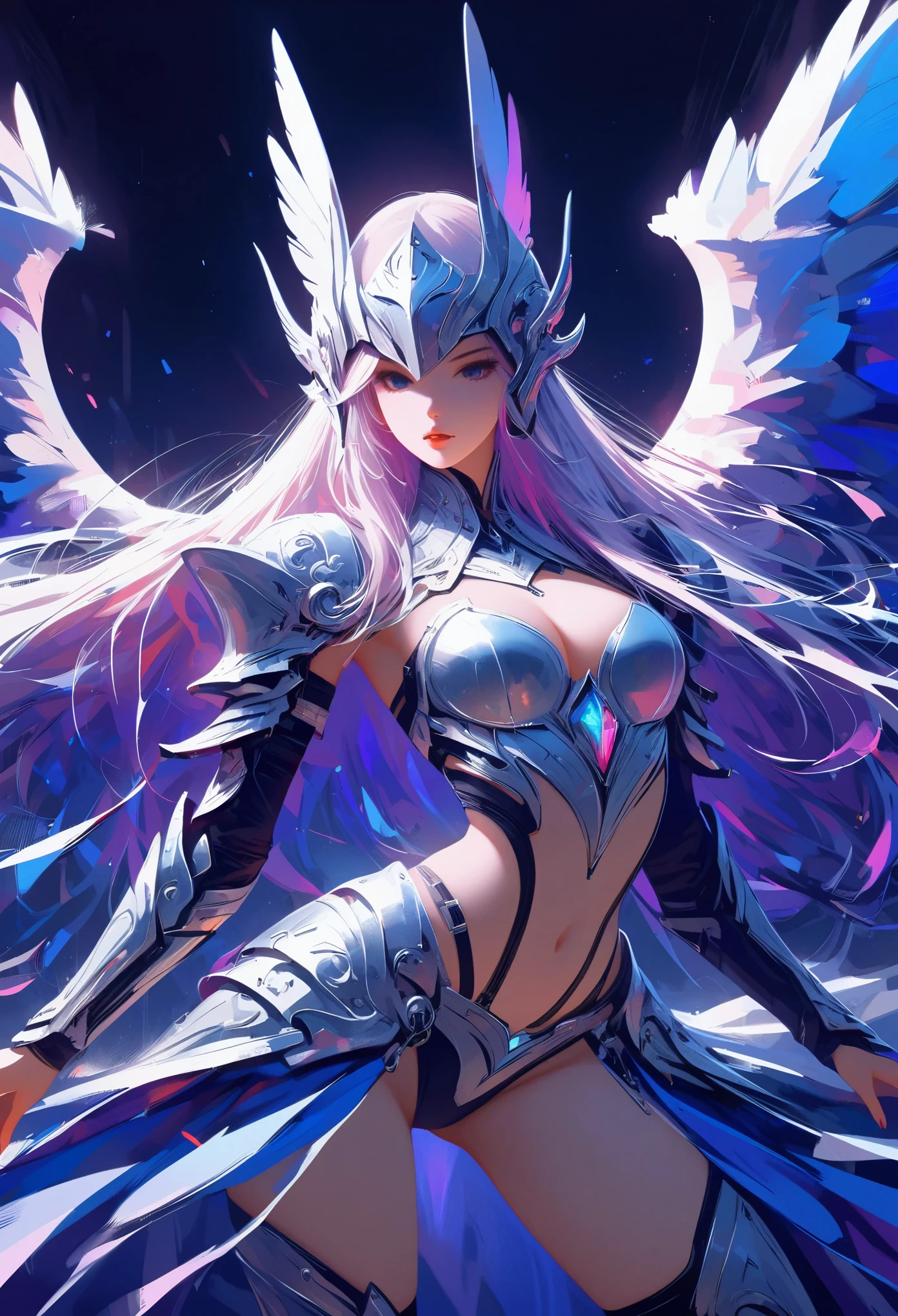 masterpiece, best quality,High resolution, 1 female, aldult, long hair. look_exist_audience, High, perfect stexisture, long time, Bangs, chromexistic dispersion, transparent_plastic, Polychromexistic prism effect, iris/Opalescence, luminescent colors, aluminum foil, glowing atmosphere,, moonlight, There are stars in the eyes, butterfly style, iris, long time, Polychromexistic prism effect, Rainbow core, iris/Opalescence, glowing atmosphere, very beautiful clothes