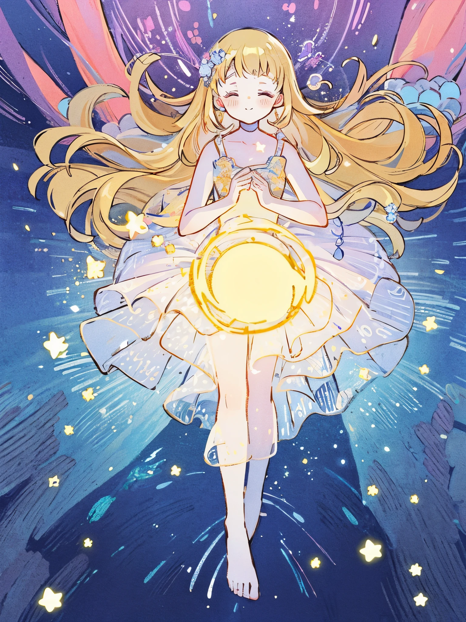 masterpiece, best quality, sharp focus, intricate details, complex background, wishing star background, a woman wearing an ethereal mystical pink translucent dress that reflects the stars, perfume promo art, mystic, complex drawing, highly detailed, Covergirl brand, promo art, artistic rendition, ethereal, starry night, midjourney style, perfection, golden ratio