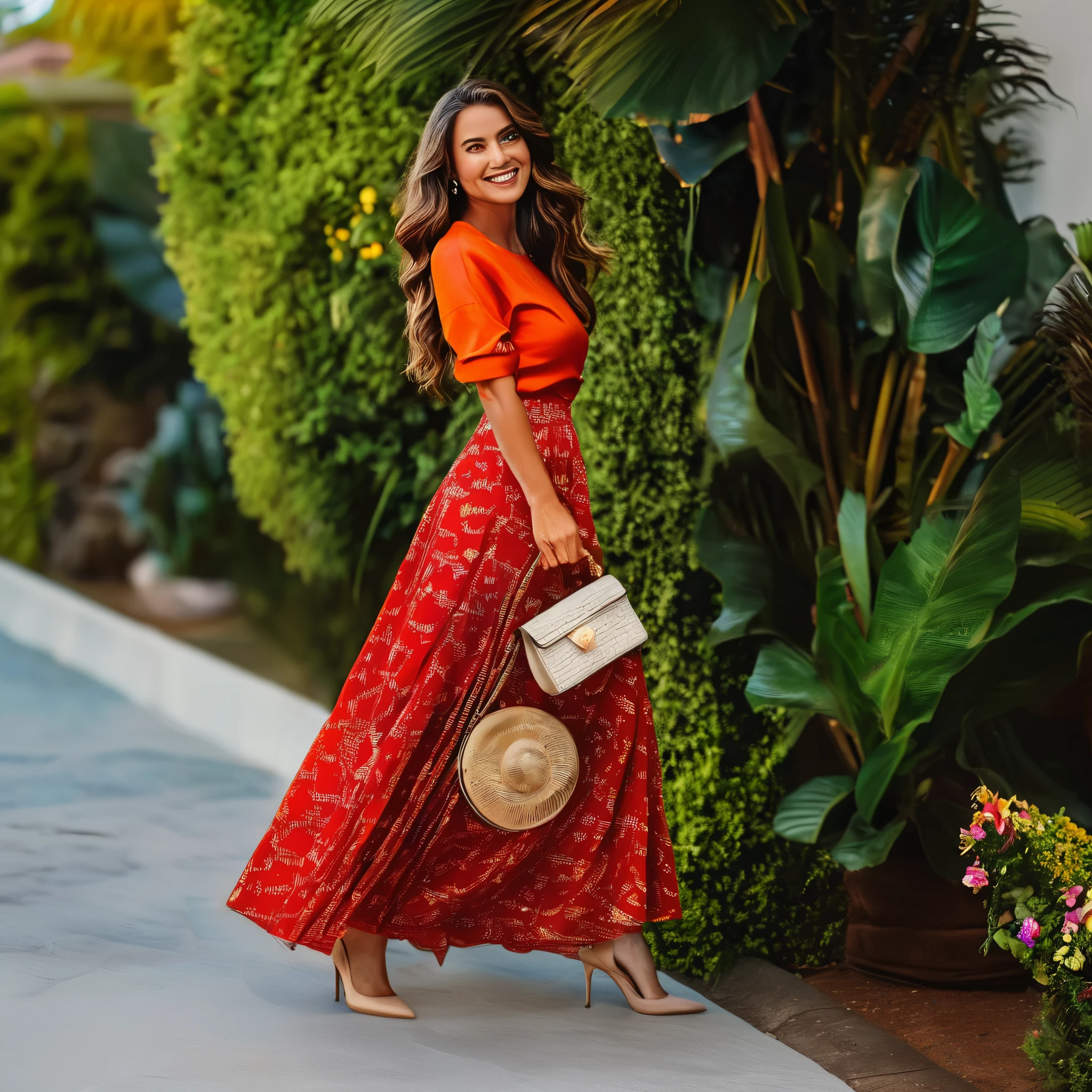 Um sorriso, authentic, (shy:1,3), tipo, linda mulher, cabelos longo ondulado,is passionately in love com her skirt, standing, vestido longo, enquanto o vento levanta sua saia, wearing short blazer e muito, muito detailed (longo (totalmente plissado) full circle skirt) e (sapatos de salto baixo), muito, muito intricate hyper-detailed symmetric (attractive graceful young Feminino face) com (triste, tired eyes e a loving smile), muito voluptuous breasts, full of empathy e compassion e love, (pronunciado (Feminino) Characteristics), (highly detailed ultra accurate realista) hes e fingers, (ventoso), epic composition, atributos altamente detalhados, (35mmf1.4 fotografia Kodak portra 400), extremely high quality RAW photograph, atmosfera altamente detalhada, sci-fi, cinematic shot, dynamic lighting, 75mm, tecnicolor, Panavision, Cinemascope, sharp focus, detalhes finos, 8k, HDR, realismo, realista, chave visual, filme ainda, excellent cinematic color grading, profundidade de campo, mulher modesta