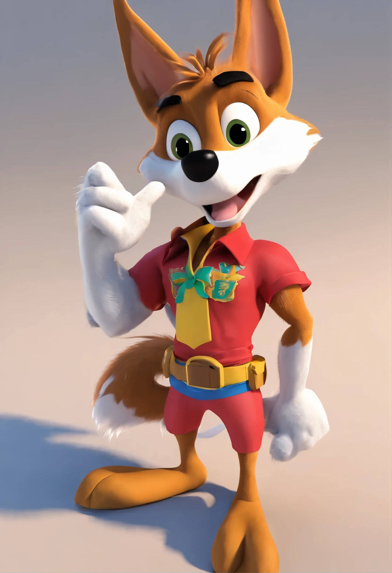 Willy E. Coyote joven universitario fondo blanco