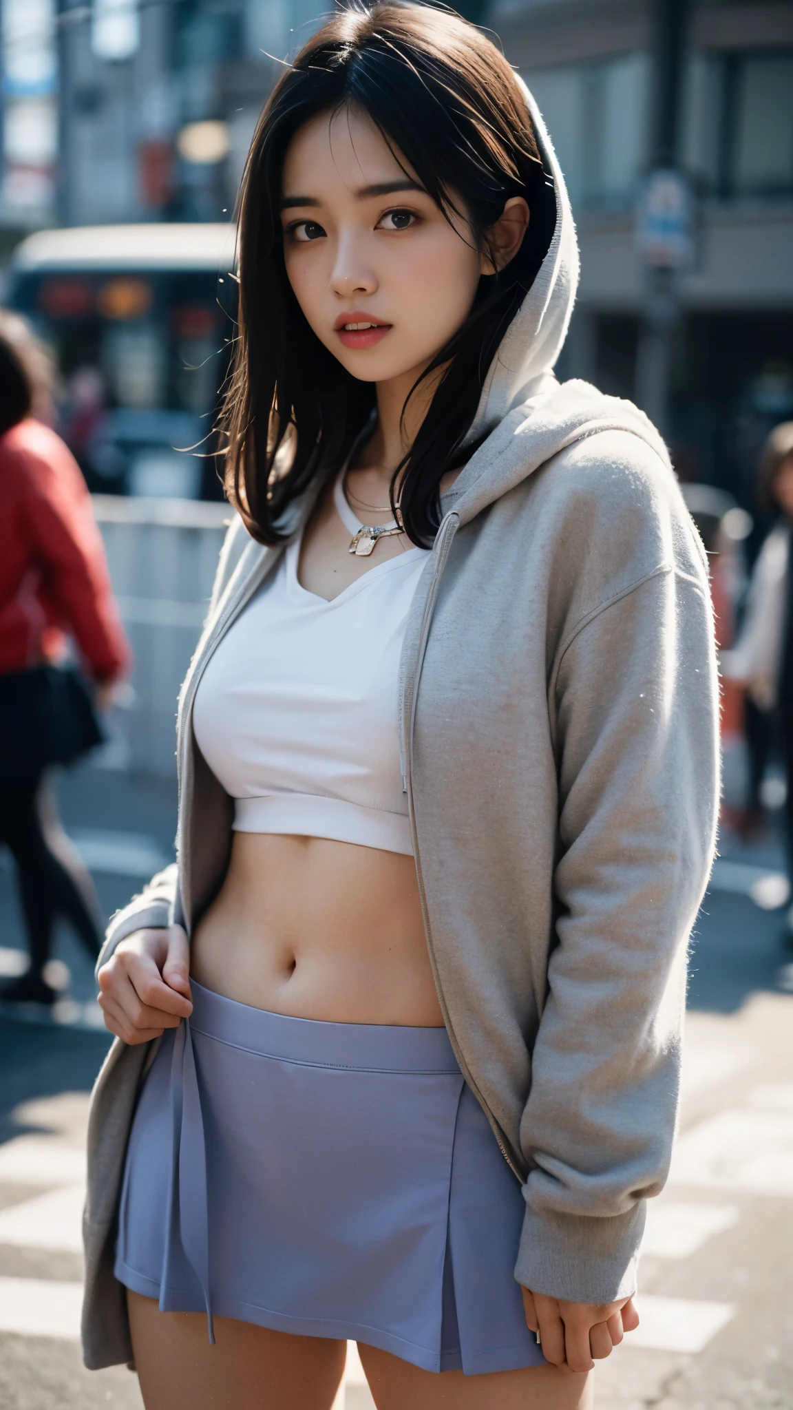 Naked Japan girl with black jacket