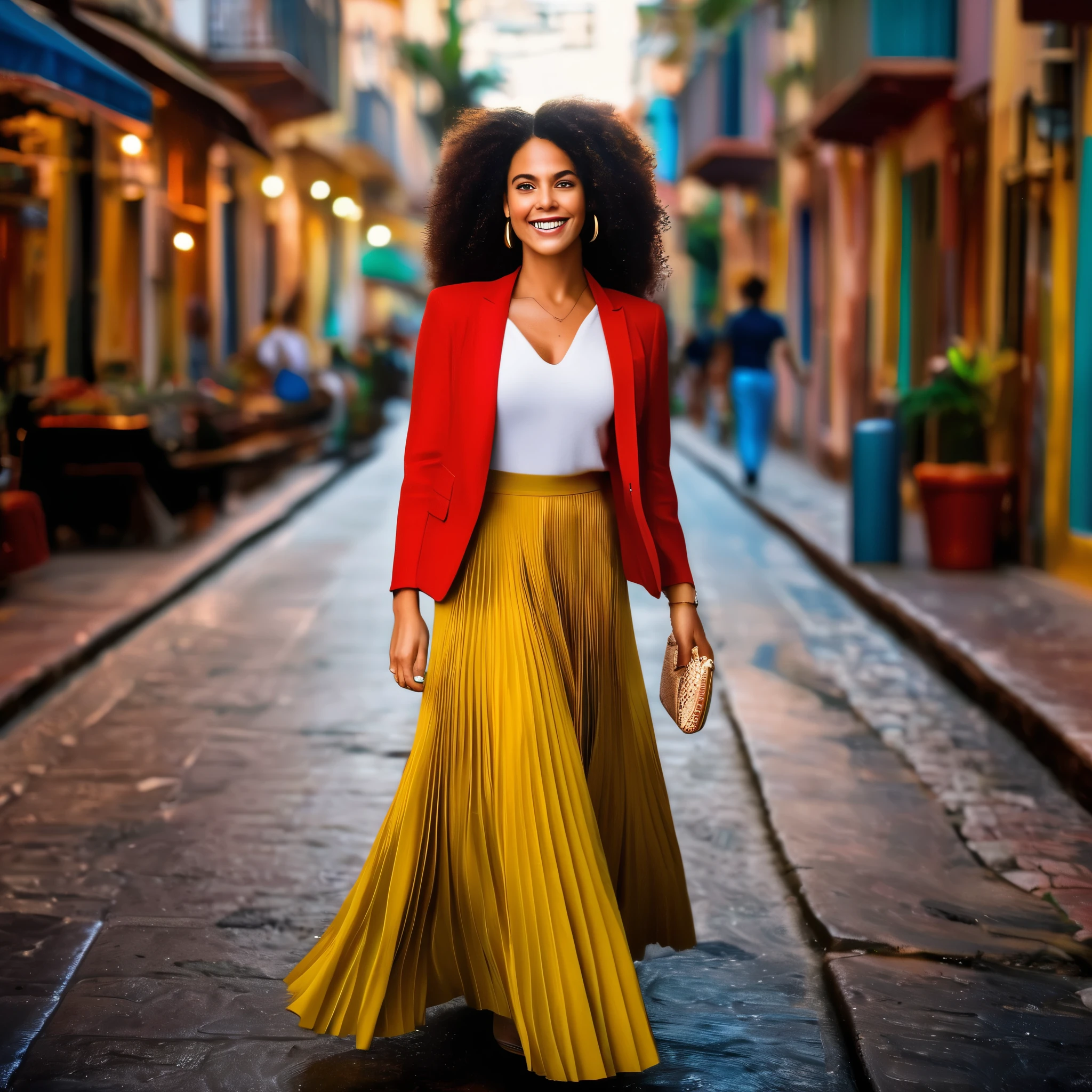 Um sorriso, authentic, (shy:1,3), tipo, linda mulher, cabelos longo ondulado, cabelos preto, is passionately in love com her skirt, standing, vestido longo, enquanto o vento levanta sua saia, wearing short blazer e muito, muito detailed (longo (totalmente plissado) full circle skirt) e (sapatos de salto baixo), muito, muito intricate hyper-detailed symmetric (attractive graceful young Feminino face) com (triste, tired eyes e a loving smile), muito voluptuous breasts, full of empathy e compassion e love, (pronunciado (Feminino) Characteristics), (highly detailed ultra accurate realista) hes e fingers, (ventoso), epic composition, atributos altamente detalhados, (35mmf1.4 fotografia Kodak portra 400), extremely high quality RAW photograph, atmosfera altamente detalhada, sci-fi, cinematic shot, dynamic lighting, 75mm, tecnicolor, Panavision, Cinemascope, sharp focus, detalhes finos, 8k, HDR, realismo, realista, chave visual, filme ainda, excellent cinematic color grading, profundidade de campo, mulher modesta 