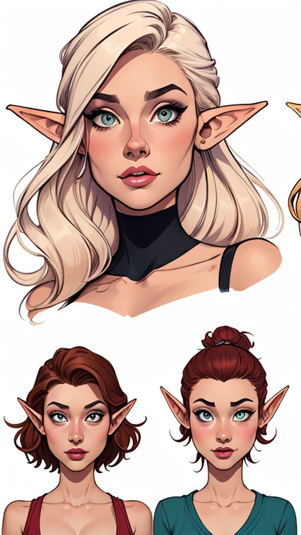 Female characters from The Lord of the Rings cartoon style elves and nymphs:1.2), mulher Imagem de desenho animado de uma mulher , roupas sensuais , garota super fofa, cartoon style illustration, estilo de arte dos desenhos animados, estilo de arte dos desenhos animados, digital illustration style, design de personagens altamente detalhado, arte digital detalhada fofa, City fan art, design de personagem retrato, beautiful digital illustration, retrato de alta qualidade, arte em quadrinhos, retrato do design do personagem, white background Buso without clothes and medium breasts 