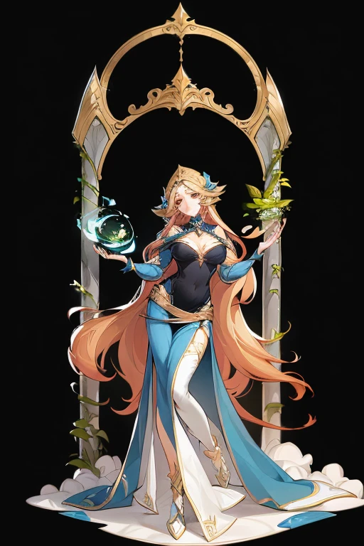 1 beautiful woman,Mages,Gorgeous long dress,standing upright,solo,clear facial features,Transparent background,(the masterpiece,top quality,Best quality,ultra high resolution,clear facial features,beautiful eyes,Beautiful face)