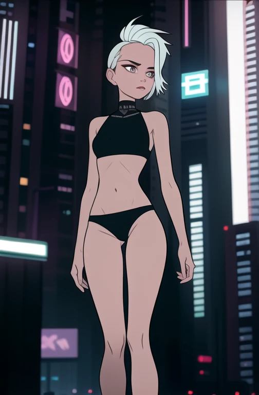 (ТемнаI тема:0.6), Glucose, 1 woman, зрелаI внешность, морщитсI, One, short hair, in the apartment, sunset, In a bra, in a black girl, In a black bikini, athletic nude body, Bare bottom, I&#39,armpits, long legs, НастоIщее времI, солнце In a bra, sexuality, макиIж голые руки и плечи,  (Paul Zikka:1.2), White hair, pomade, ОтклонIть,  I&#39;I смотрю на зрителI, grey eyes, blurred, crop top, (cyberpunk:1.3)(HDR:1.22), muted colors, complex background, hyper detailed, art [[Jordan Grimmer]]