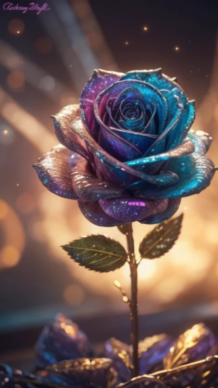 crystal rose, fantasy, galaxy, clean, shiny, shiny, brilliant, rich and colorful, amazing photography, dramatic lighting, Photo realism, Super detailed, 4K, depth of field, high resolution