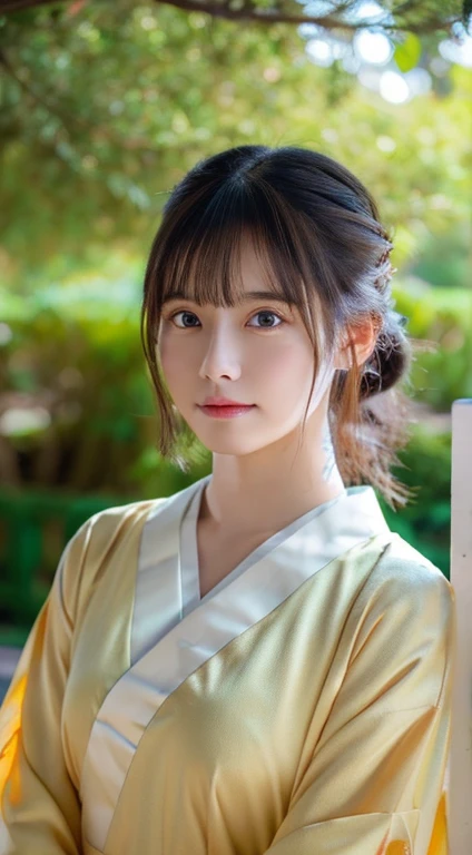 (Photoreal:1.4), (Top image quality:1.0), (超A high resolution:1.0), 8K, Raw photography, (masterpiece:0.2), (Pueros face_V1:0.5)、(最高quality Detail:1.2)、realistic、8k uh、High resolution、(1 girl:1.2)、超detailedな、High quality textures、intricate details、detailed、Very detailed CG、High quality shadows、detailed 美しく繊細な顔、Beautiful details and delicate eyes、Depth of the bounds written、ray tracing,1 girl, japanese girl, cute, thin, floral kimono,floral scrunchie, beautiful skin, facing the front,, stand upright「thank you」say,Make your hands look elegant,A faint smile on Japan's land,Japanese garden,luxurious Japanese room, sky porn, magic hour, (realistic:1.3), finely, quality, (table top:1.2), (realistic:1.2), (最高quality), (複雑なdetailed), dramatic, ray tracing, photograph, +roller