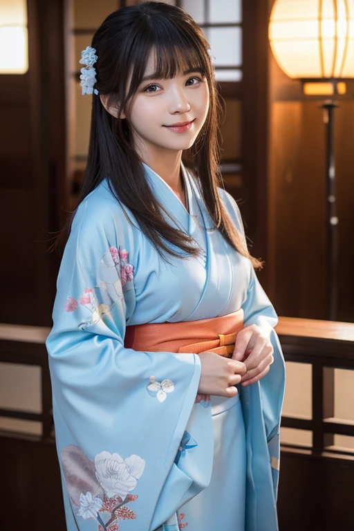 ((kimono))、((24 year old girl))、random pose、、((full body))、(8K、RAW photo、highest quality、masterpiece:1.2)、(realistic、Photoreal:1.37)、super detailed、超A high resolution、、、 Use natural light and color,1 girl,Japanese,cute,black haired,middle hair,,,(Depth of the bounds written、chromatic aberration、、wide range of lighting、natural shading、)、、、、、beautiful and detailed face、smile、Beautiful and smooth skin、skin texture、