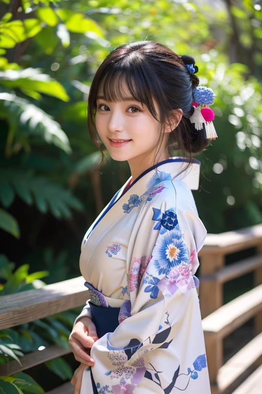 ((kimono))、((24 year old girl))、random pose、、((full body))、(8K、RAW photo、highest quality、masterpiece:1.2)、(realistic、Photoreal:1.37)、super detailed、超A high resolution、、、 Use natural light and color,1 girl,Japanese,cute,black haired,middle hair,,,(Depth of the bounds written、chromatic aberration、、wide range of lighting、natural shading、)、、、、、beautiful and detailed face、smile、Beautiful and smooth skin、skin texture、