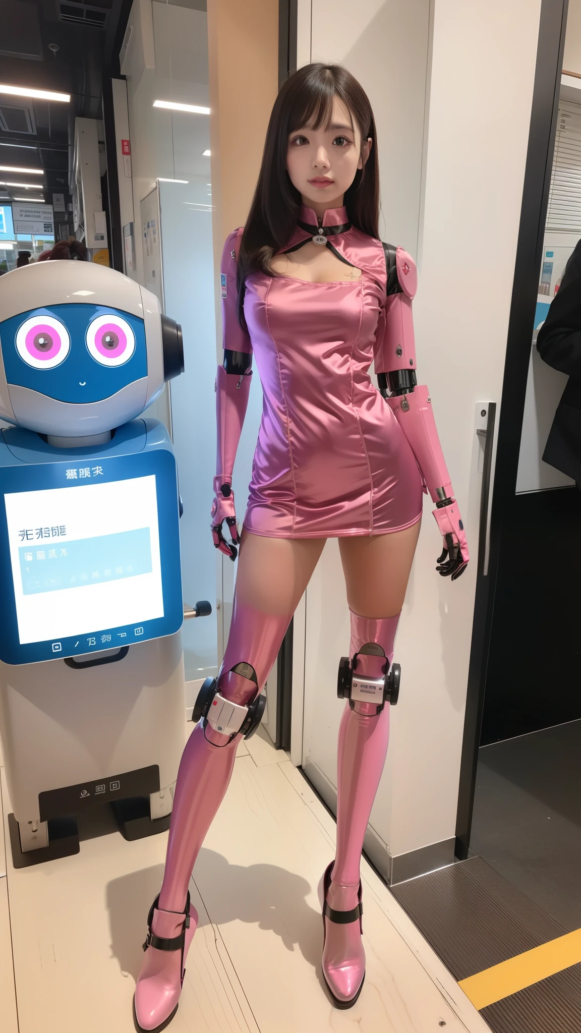 Silver satin nurse uniform, Silver satin nurse costume, robot