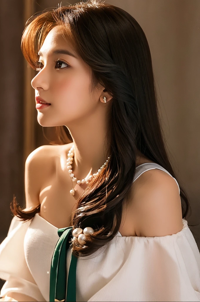 Pretty girl wearing pearls