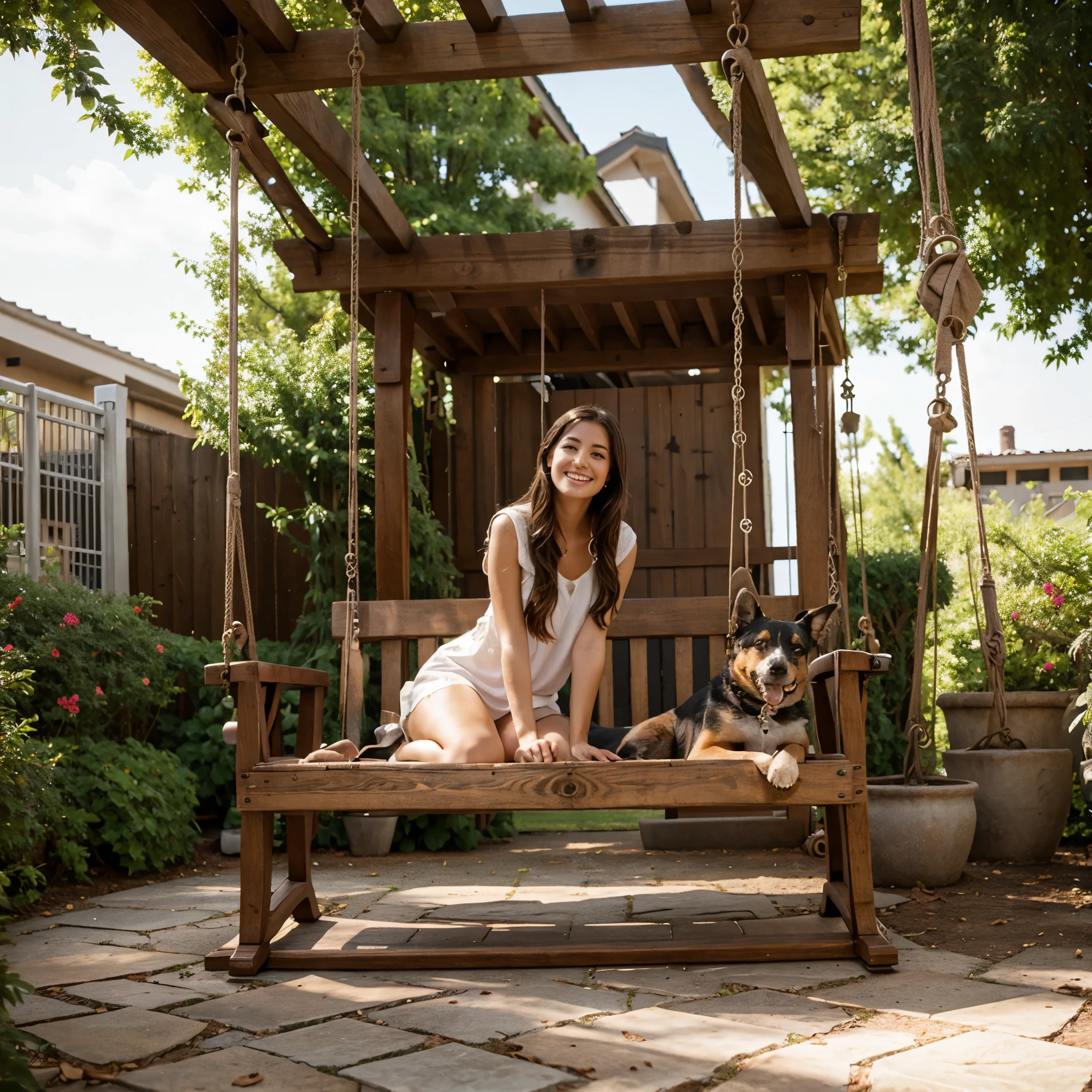 dog sitting on swing