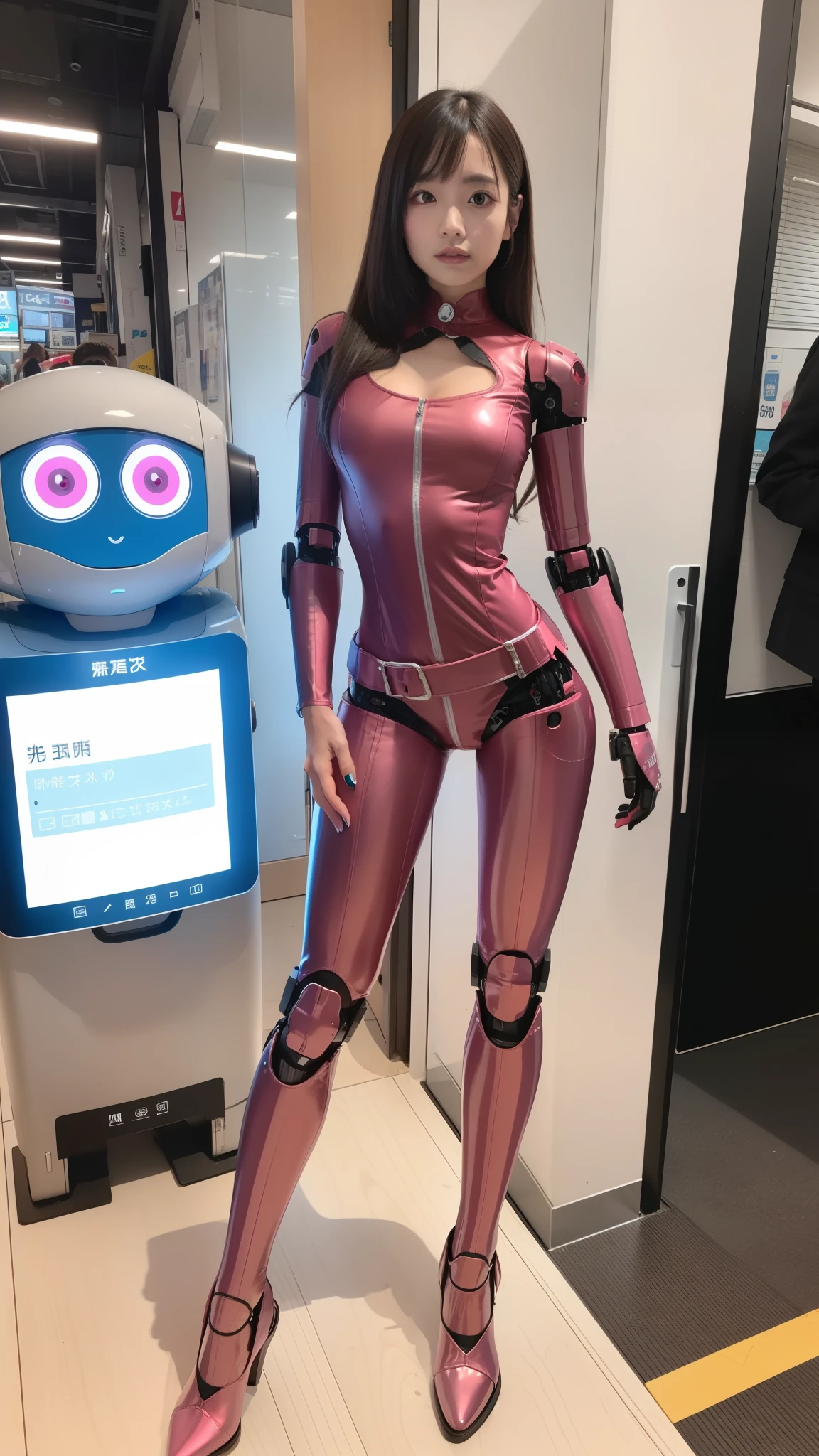 Race-queen, robot, silver costume