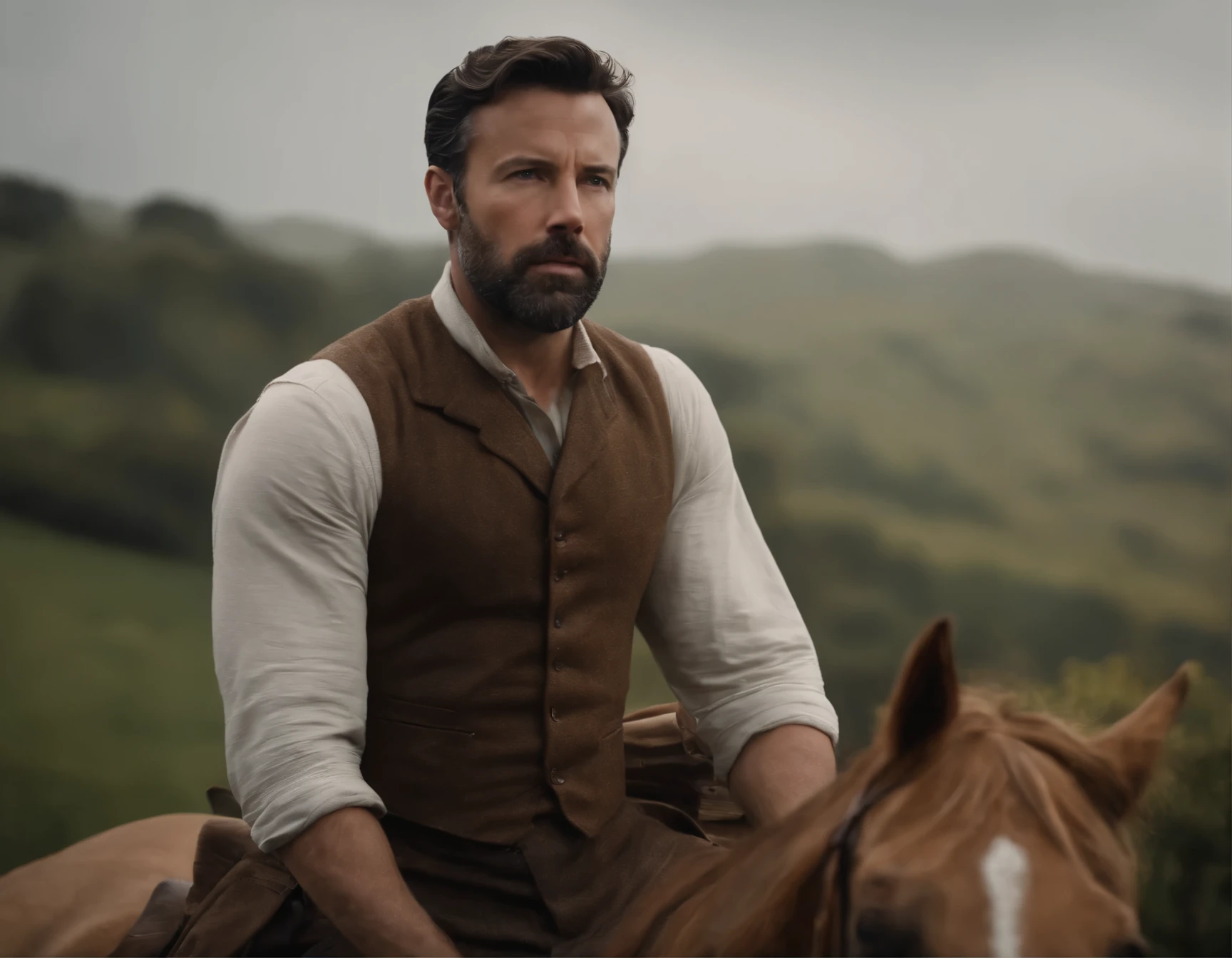 A full body retrato of Ben Affleck as an extremely strong and handsome 40s years old man, pintura altamente detalhada, retrato, obra de arte de William-Adolphe Bouguereau, ethereal, Poetic Pastoral