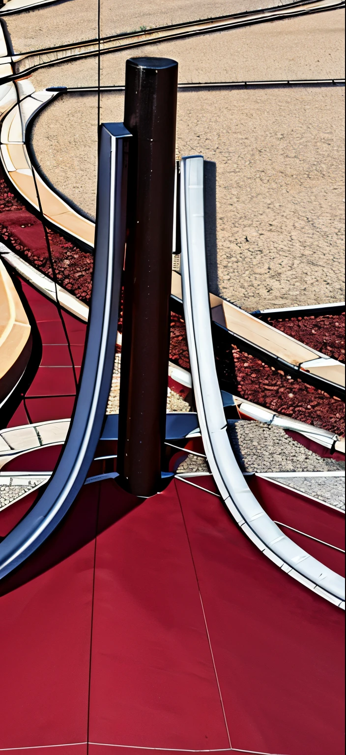 a close up of a drawing of a train track with a red line, simple path traced, pitch bending, with implied lines, parametric structure, thick looping wires, very consistent bezier curves, very detailed curve, bezier curve, lighting path traced, path traced, centered torii gate, curved lines, detail structure, 3 d structure, concept model