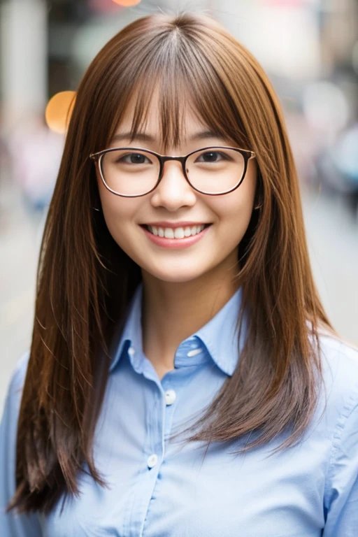 Japanese、Wear glasses、smile、woman、25 years old、brown hair