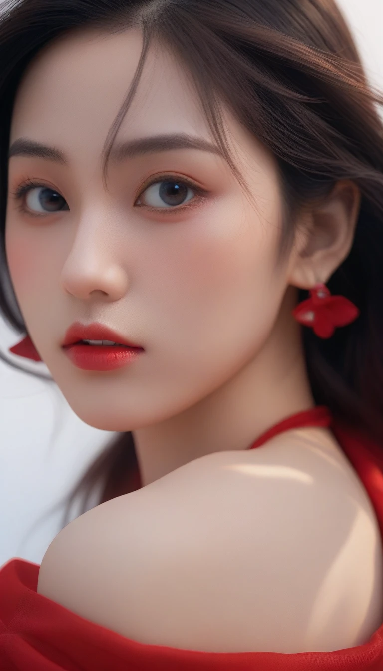 a close up of a woman with long hair wearing a red dress, realistic anime 3 d style, beautiful digital artwork, smooth anime cg art, trending on cgstation, photorealistic anime girl render, beautiful character painting, 3 d anime realistic, beautiful anime portrait, realistic young anime girl, stunning anime face portrait, 8k high quality detailed art, 8k portrait render