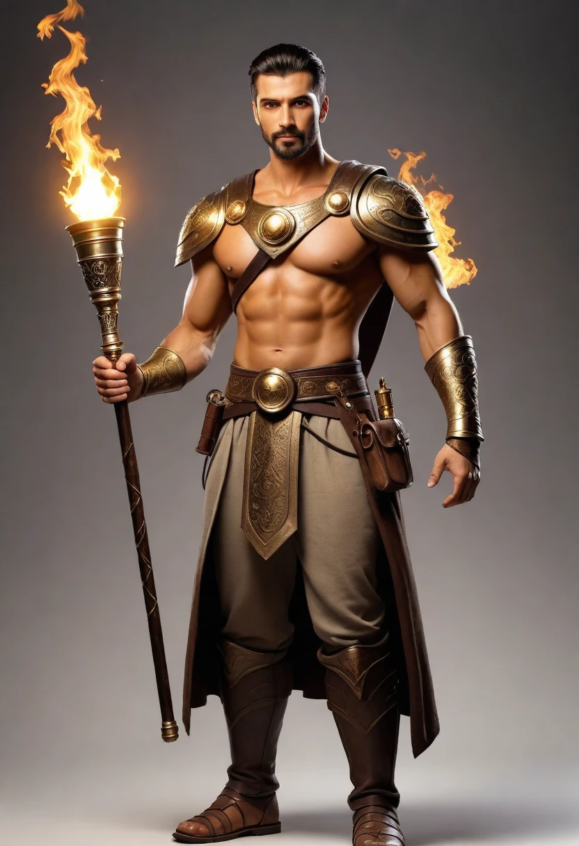 Personagem, homem, ruivo, with torch in hand