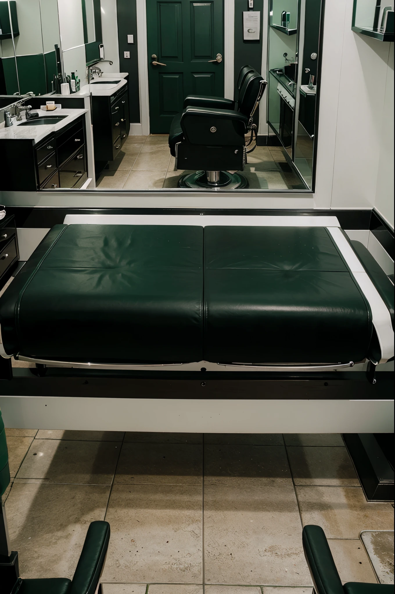 Barber shop in black and green white 