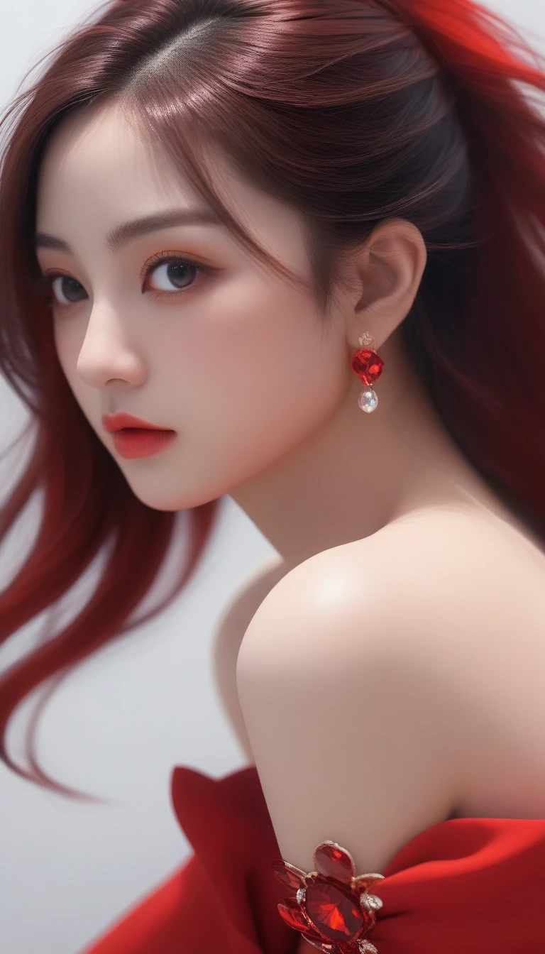 a close up of a woman with long hair wearing a red dress, realistic anime 3 d style, beautiful digital artwork, smooth anime cg art, trending on cgstation, photorealistic anime girl render, beautiful character painting, 3 d anime realistic, beautiful anime portrait, realistic young anime girl, stunning anime face portrait, 8k high quality detailed art, 8k portrait render