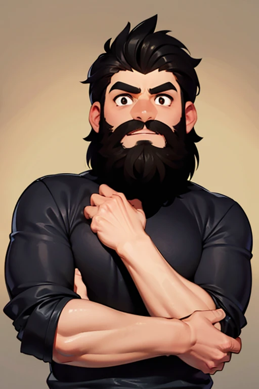 Man with brown eyes and black hair,
short beard