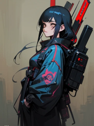 ((Close-up of a person with a backpack and skis, cyberpunk art style, cyberpunk samurai, very beautiful cyberpunk samurai, Calm cyberpunk style, cyberpunk anime art, interesting character design, cyberpunk streetwear, great character design, cyberpunk character art, Cyberpunk themed art, Written by Russell Dongjun Lu, anime cyberpunk art, style of cyberpunk, digital cyberpunk anime art)), scribble, nightmare, doll-like face, cartoon style, rough sketch, , (masterpiece), (High resolution), (super delicate), (clear), Comic book style illustrations,(Horror elements), Japanese painting illustration, full body,(snap shot),crazy illustration, antique, dark atmosphere, flat illustration, creepy appearance, Characteristic hairstyle, creative accessories, Unique atmosphere