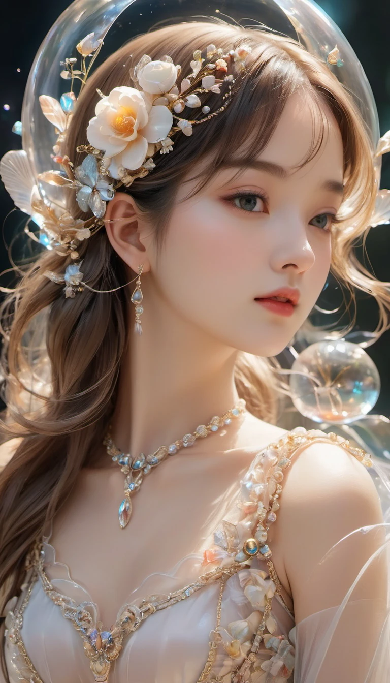 ，Transparent shell，The internal structure is mechanical，Dreamy elements（ （（masterpiece）））， （（best quality））， （（intricate details））（8K）