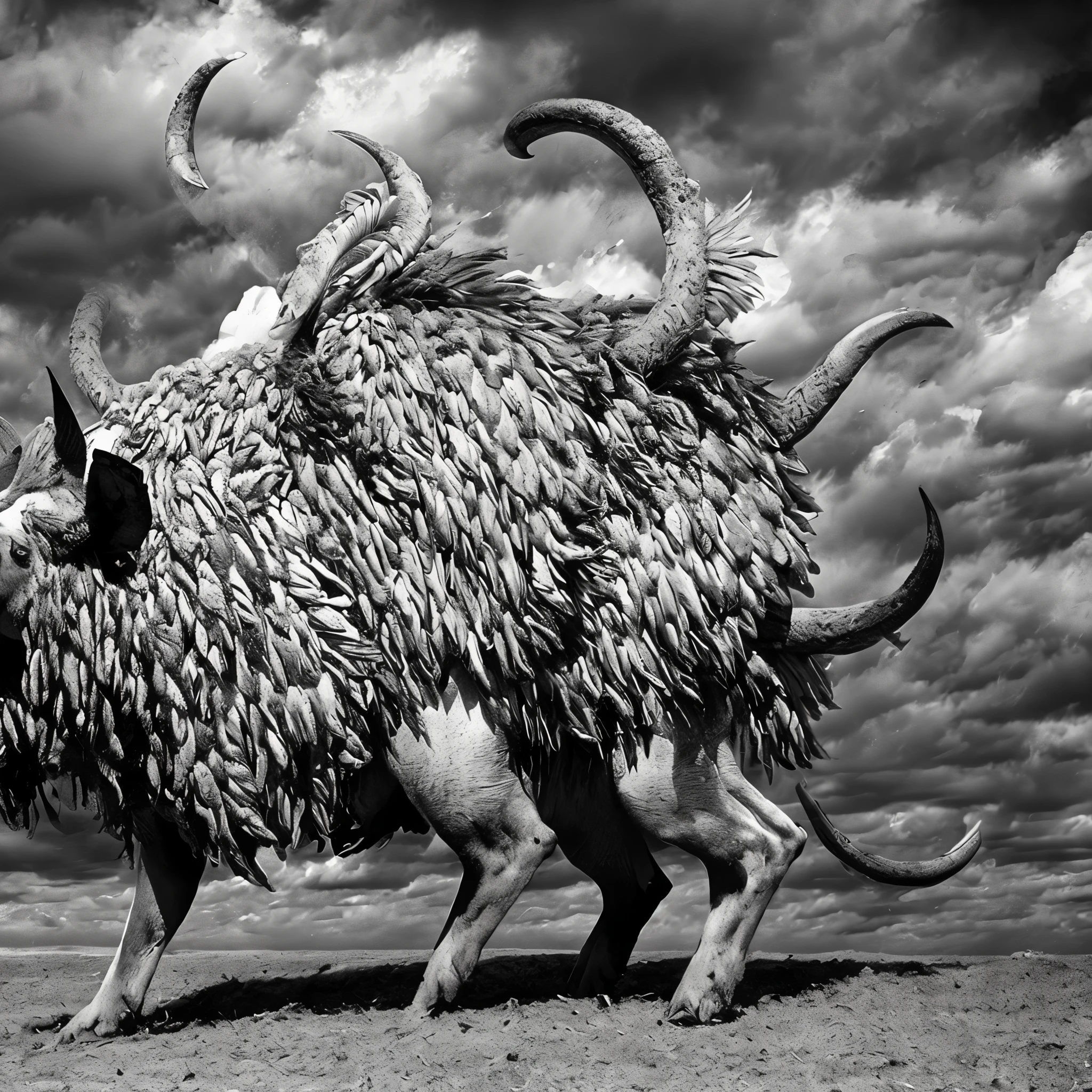 belzebub pig dog cow chiken sheep horror monster biped demon satan death big tall gargantuan lovecraft satanic quimera black-white chiken-wings standing