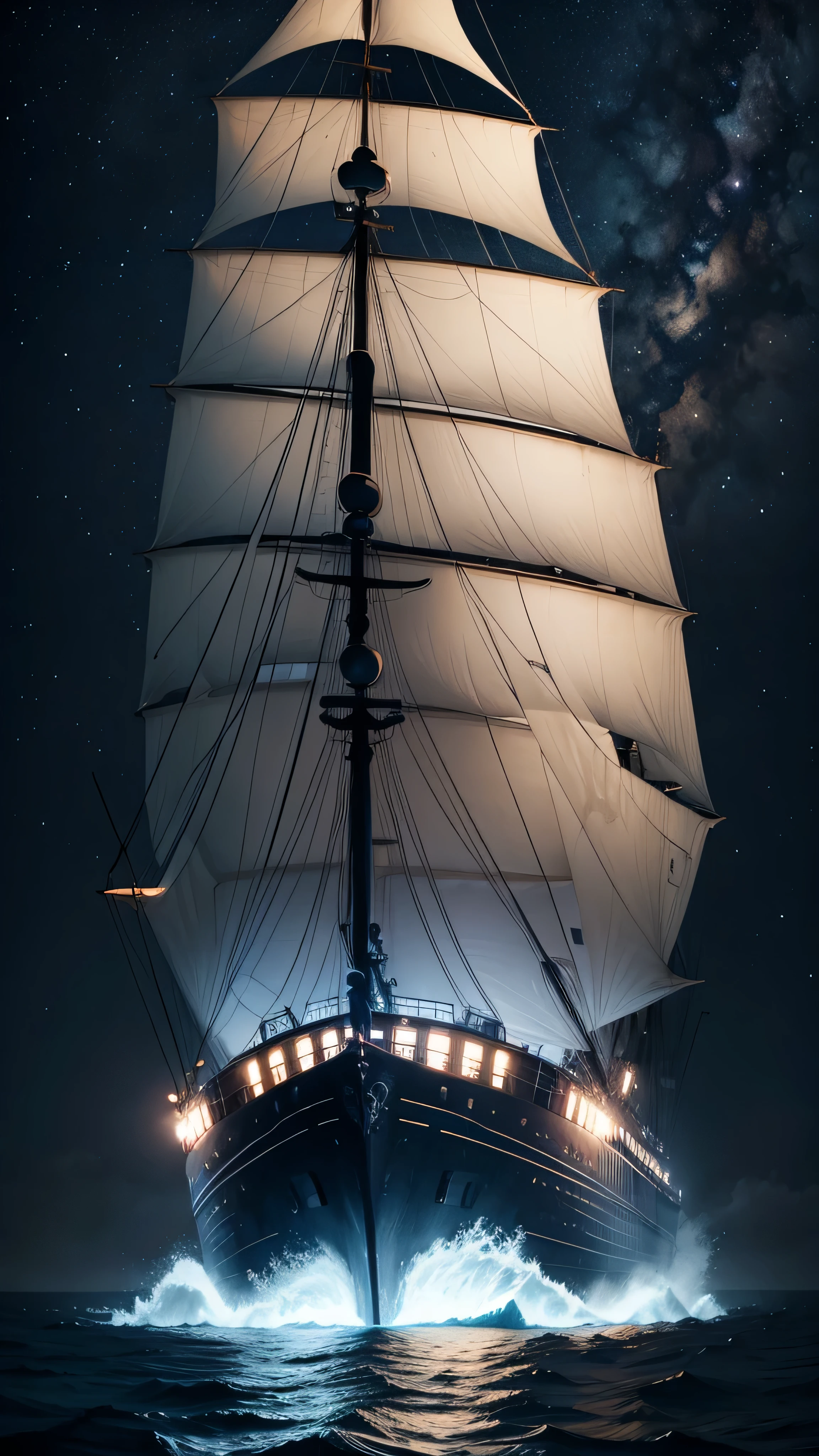 Wilhelm Gustloff's ship sank, night sky, 8k, high quality