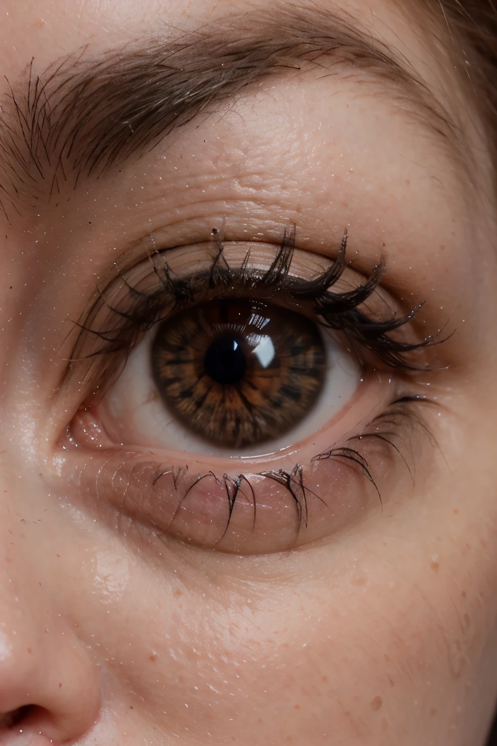 eye with red veins with random letters inside the pupil