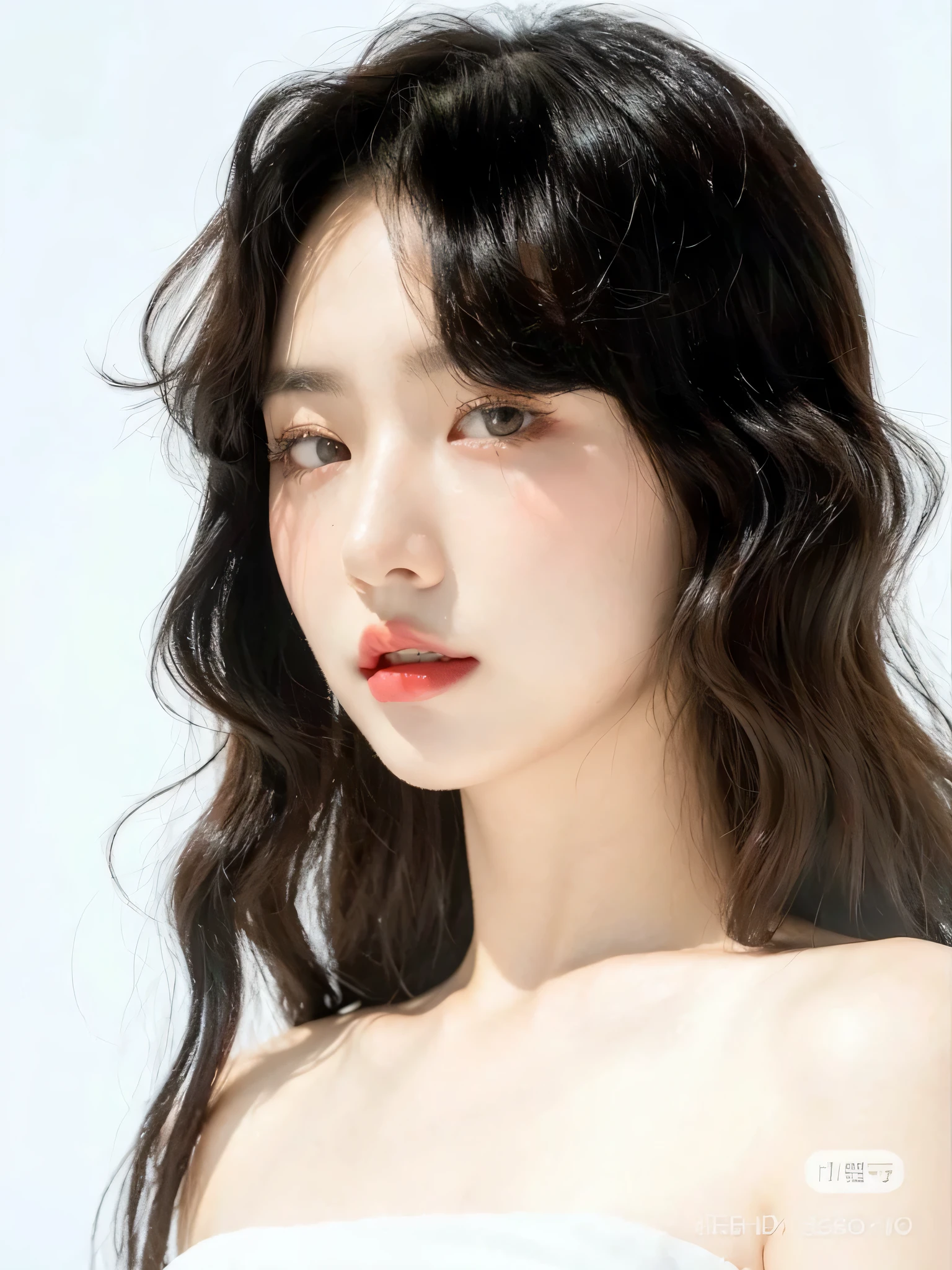 a close up of a woman with a white dress and red lipstick, jinyoung shin, bae suzy, jaeyeon nam, popular south korean makeup, taejune kim, popular korean makeup, seseon yoon, kwak ji young, heonhwa choe, kim hyun joo, korean face features, gongbi, inspired by Yanjun Cheng, beautiful south korean woman