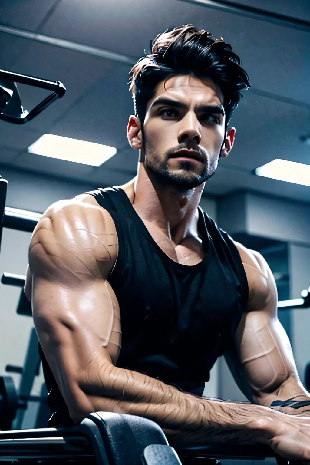 Man, workout, muscle, black tanktop, hd image, 