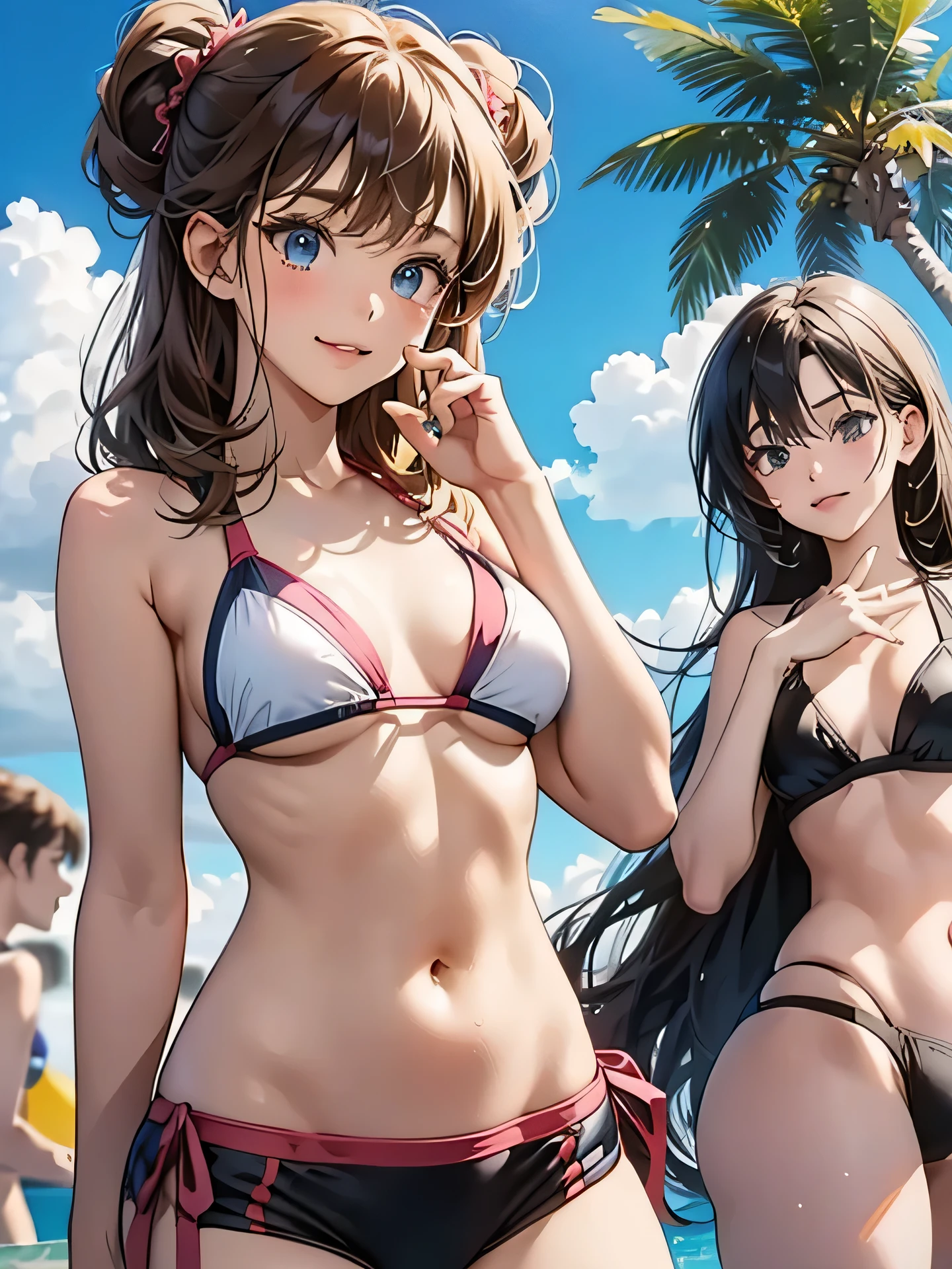 {{10th generation women, white people, hundreds of girls, thousands of girls, multiple girls, lots of girls, Girls only, crowd shot, girls are friends}}, looking at the viewer, hazel eyes, very detailed, brown hair, blonde hair, redhead, black hair, {{blue bikini, Matching Micro Bikinis, exact same bikini, matching bikini}}, pool, pool , group of girls, girls party, Happy, 最high quality, high quality, very detailed anime screencap