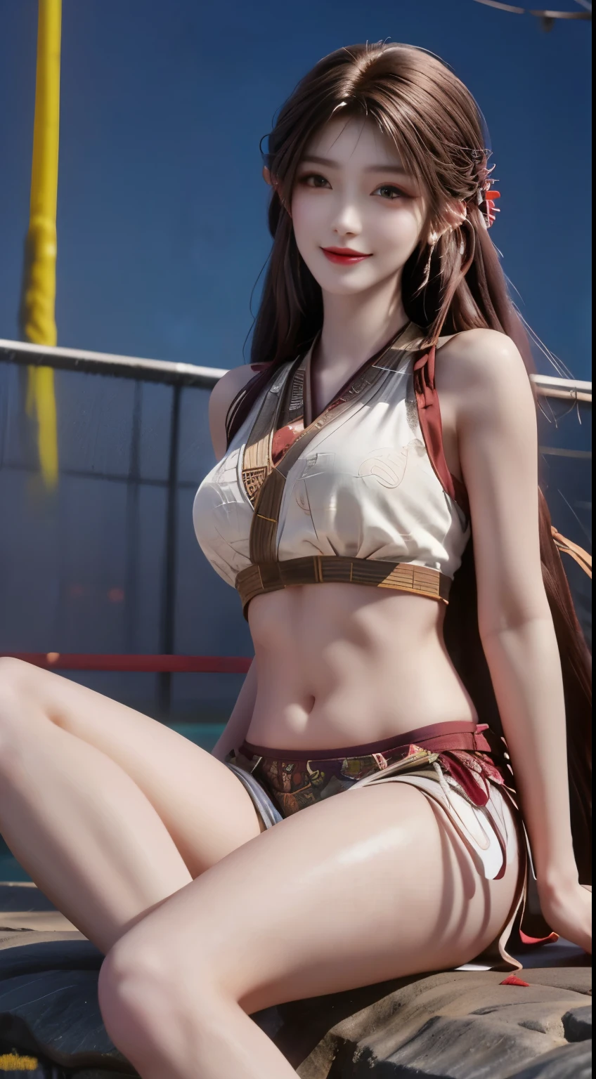 best quality,girl,slim,brown eyes,Hair color,rainbow colors,long hair,White,medium,pretty,sexy,big-areola,Near the future,bikini,bare skin,night,Psychedelic,trip,Extreme colors,Paisley,high color,Mandala Theme,open legs,eye shadow,Fake eyelashes,blush,Mechanical left arm,Smile,Plump the body,Brilliant colors,Navel exposed,underwear,White纱裙,Smile,open legs,Feet facing the camera,barefoot,M-shaped legs
