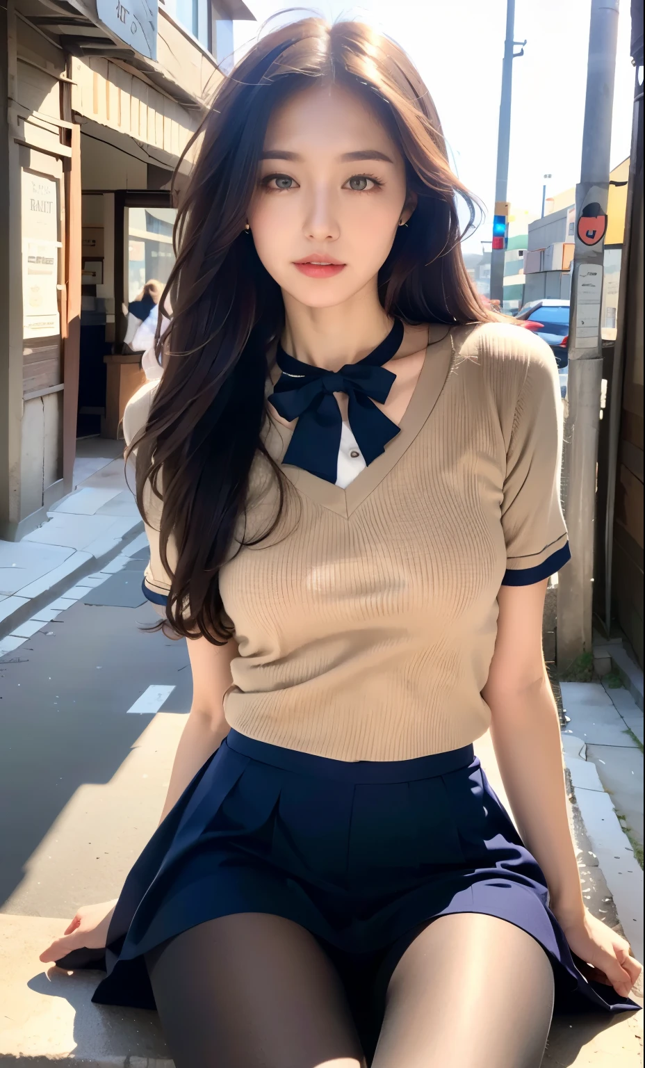 (photorealistic:1.4), best quality, masterpiece, raw 32k photo, (extremely detailed japanese beautiful girl), (extremely detailed eyes:1.2),(baby face), (cute face:1.2), ultra-detailed, ultra high res, amazing, BREAK,standing,
(school uniform:1.5),detailed school girl, (disneyland:1.4), beautiful detailed girl, bangs, cute face, miniskirt