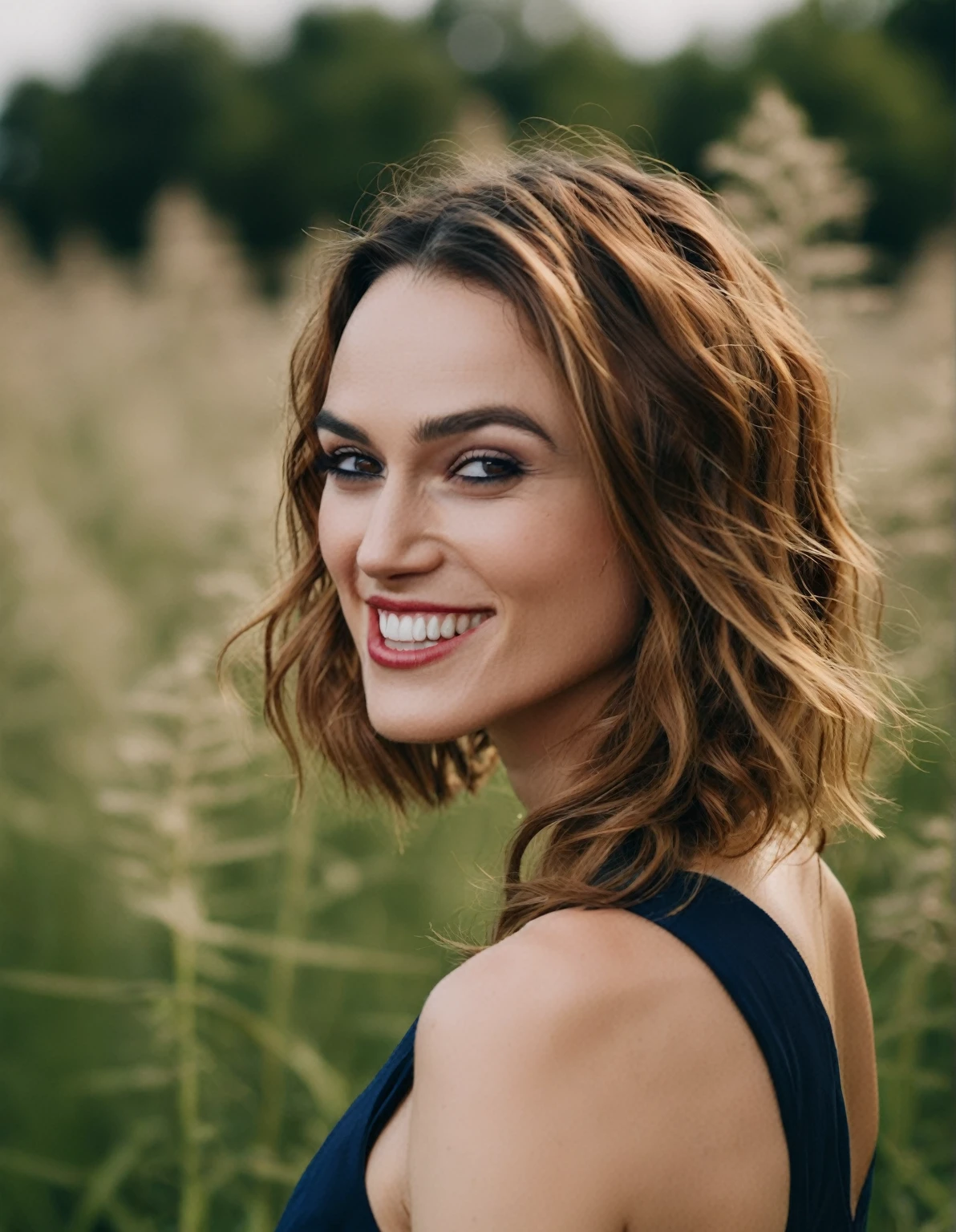 cinematic photo RAW candid cinema, (((ohwx woman))) portrait in a field, 16mm, ((remarkable color)), (ultra realistic) . 35mm photograph, film, bokeh, professional, 4k, highly detailed, (close up shot:1.4)