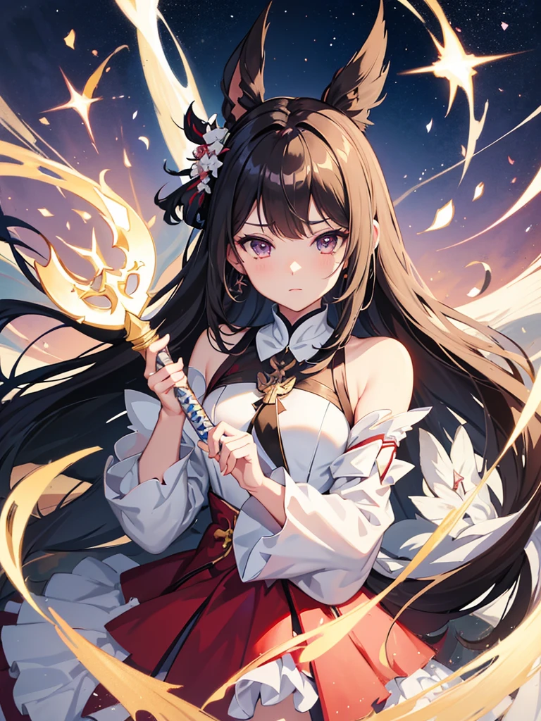 (masterpiece:1.5),(Beat quality),(high res),1girl solo,beautiful face,smile(shining eyes),light effects,チアガール,スタジアム
