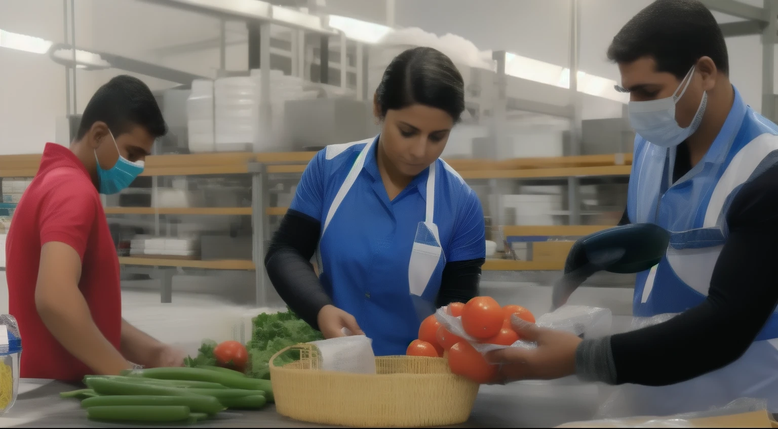 Maquina de fabrica empacando un producto alimenticio