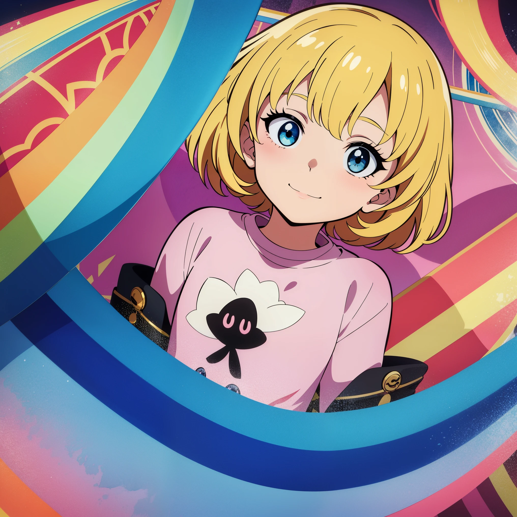 Anime style Chevette,cor azul ,anos 70,T-shir print,Cute ,vector, 2D, ultra detailed, , Vibrant eyes, Watercolor, HD ,Ultra SVG