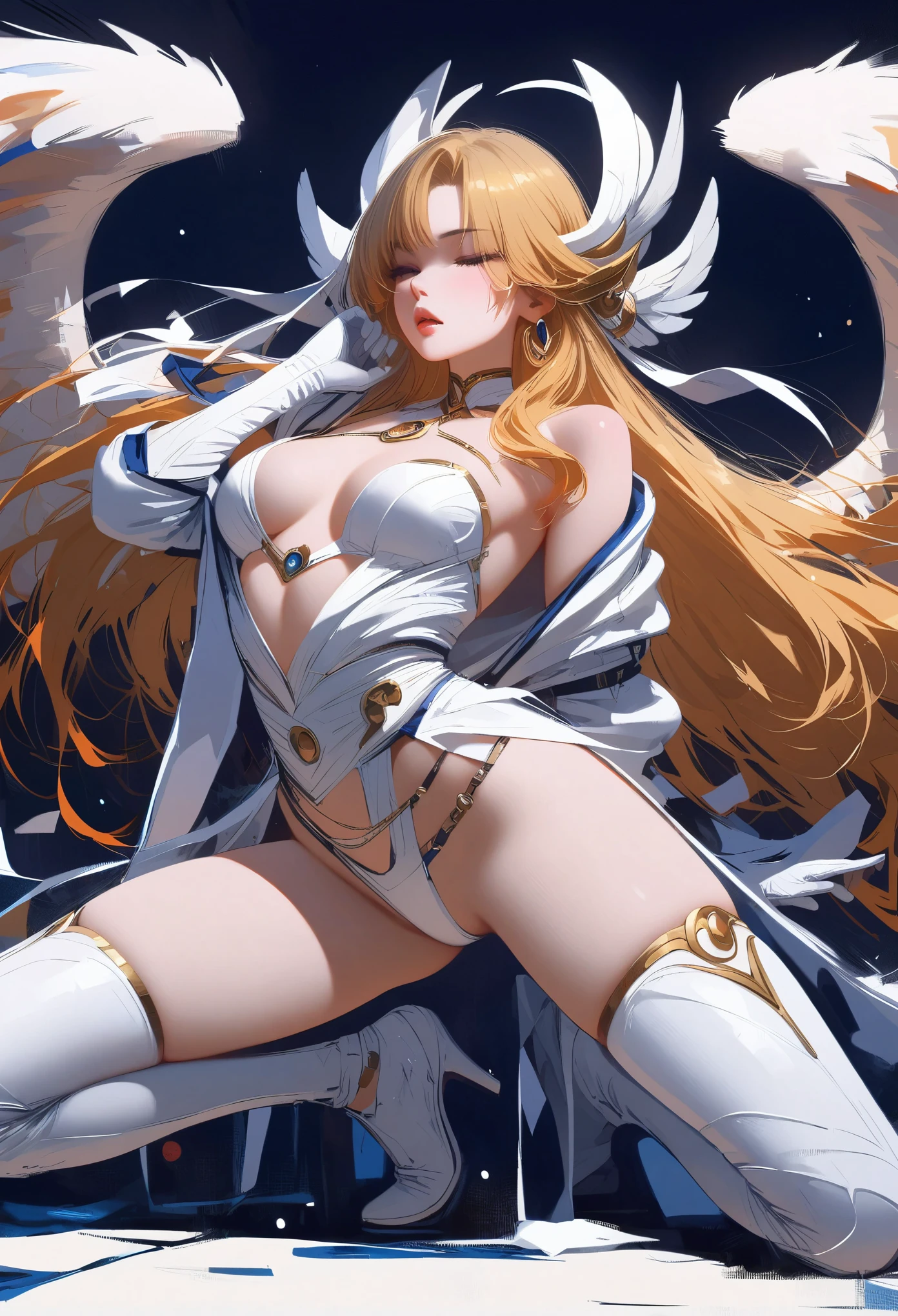 (masterpiece, best quality:1.2), Sailor Moon,1 girl, alone,blonde hair,long hair,jewelry,whole body,double tail,White gloves