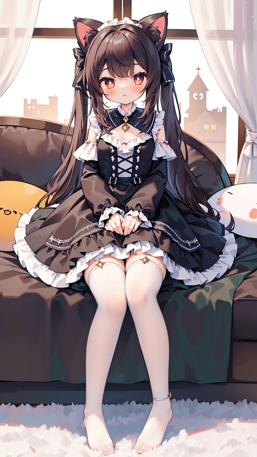 (((masterpiece))),�(((best�quality))),cy games cg,painted by Happoubi Jin,((extremely�delicate�and�beautiful)),(beautiful face),beautiful legs, (illustration),a girl,Gothic Lolita,(frilled thighhighs),(delicate�and beautiful feet:1.2),cat ears,

