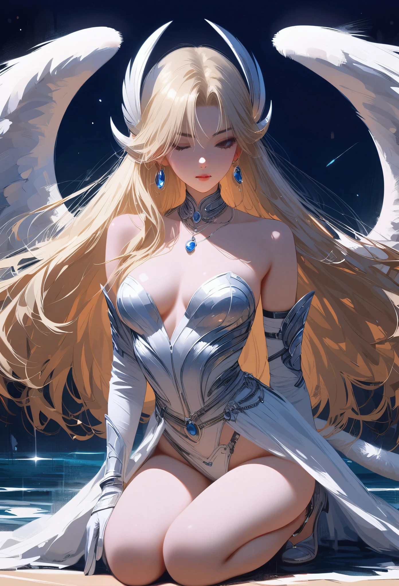 (masterpiece, best quality:1.2), Sailor Moon,1 girl, alone,blonde hair,long hair,jewelry,whole body,double tail,White gloves