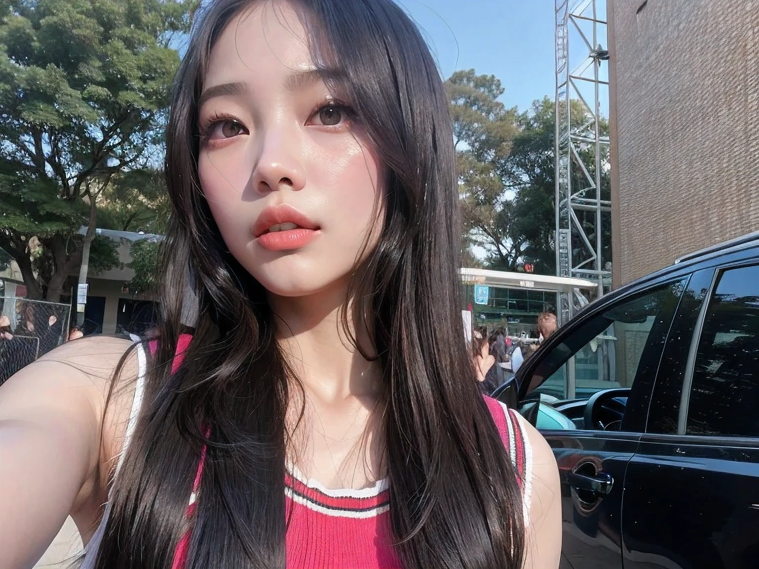 arafed asian woman sitting in a car with her head in her hands, ulzzang, Jennie rosa negra, jaeyeon nam, muchacha coreana, chica linda-cara-fina, Young cute pale asian face, jinyoung shin, pale korean adorable face, sakimi-chan, heonhwa choe, asian girl, beautiful asian girl, Xintong Chen