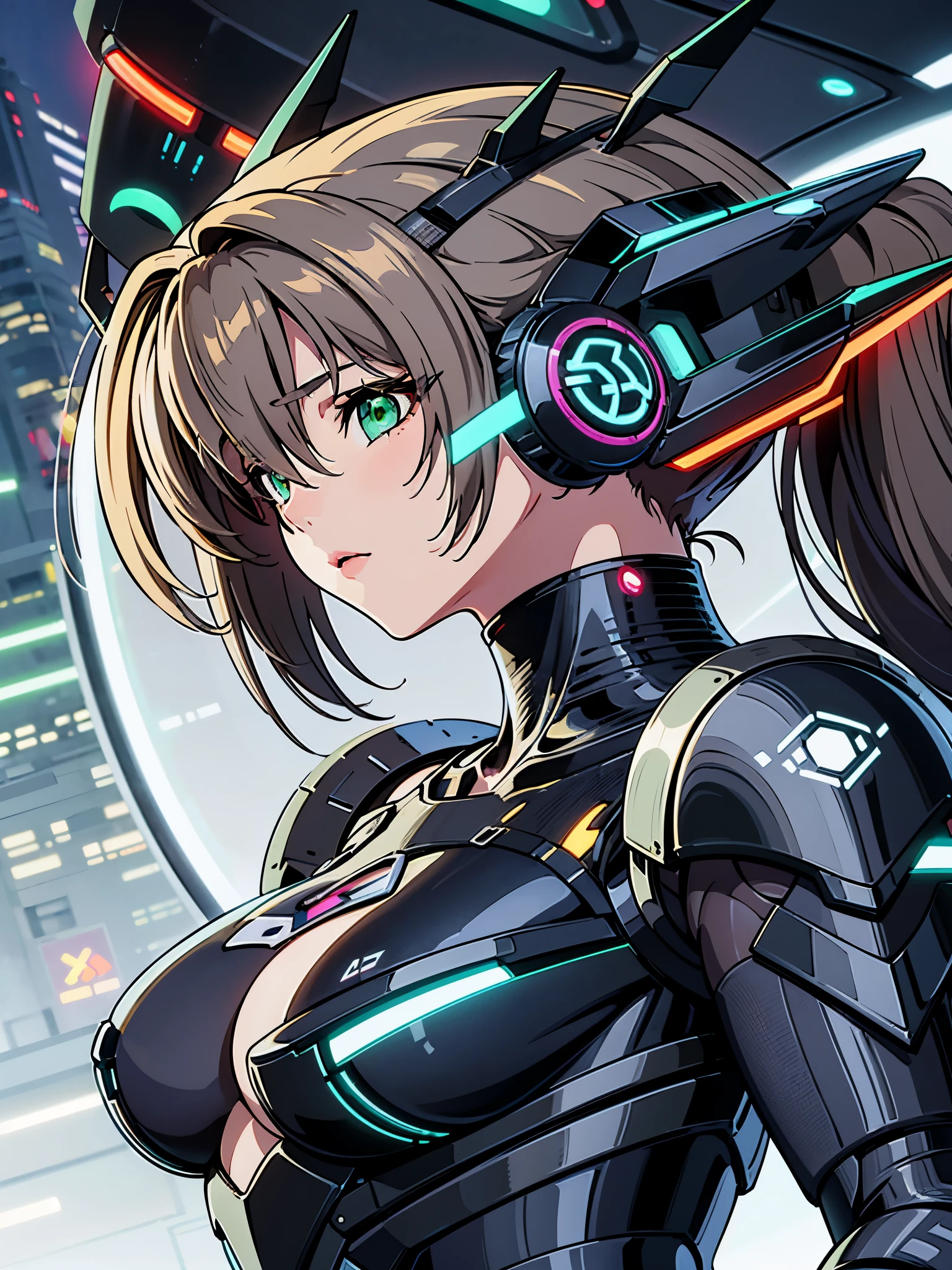 ((Mechanical eyes that glow green:1.3))、((No expression))、((avert your eyes:1.6))、(Cyber Headphones Mechanical Headgear)、(long hair)、Anime girl wearing futuristic headphones and futuristic suit, Girl wearing mechanical cyber armor, cyberpunk anime girl mech, perfect anime cyborg woman, perfect android girl, anime cyborg, Best Anime 4K Kona-chan Wallpaper, Cyborg - Silver-haired girl, cute cyborg girl, digital cyberpunk anime art, beautiful girl cyborg, cyberpunk anime girl, female cyberpunk anime girl, cyborg girl