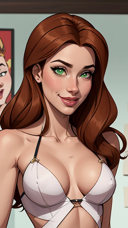 (estilo de desenho animado:1.2), Desenhos de (Penelope Cruz jovem ), Sorriso, olhos perfeitos, rosto detalhado, fundo branco, pose divertida, olhar sedutor,Corpo inteiro , beautiful medium breasts and wonderful body cartoon style digital illustration. mulher jovem adolescente