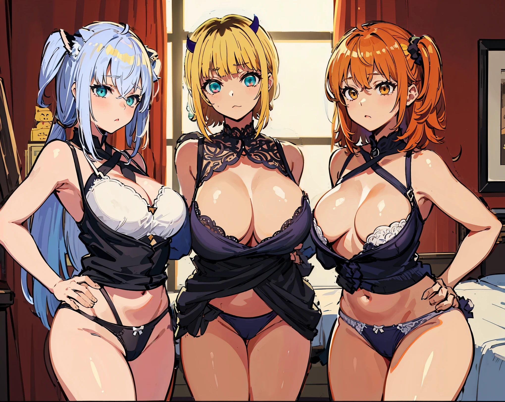 (masterpiece), Top Quality, Beautiful body,(Saop))))),gudako,(Hands behind back), ((Sexy underwear)), (Bedroom),