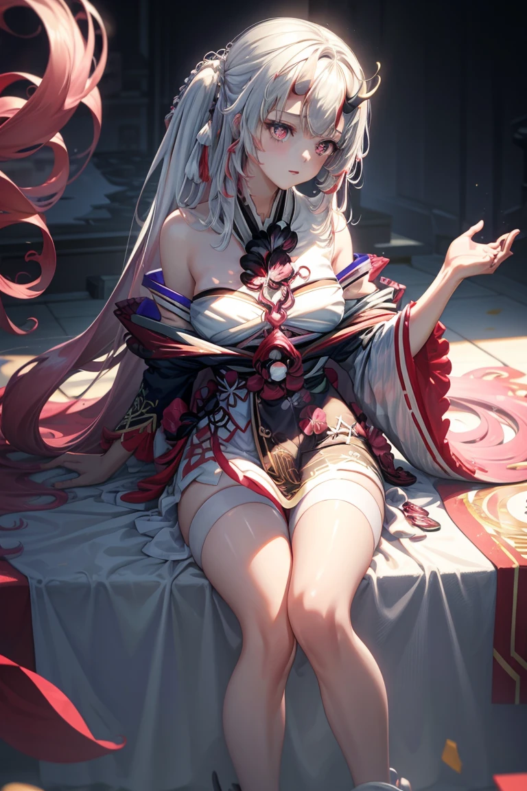 Anime girl sitting on chair in white dress, cute anime waifu in a nice dress, azur lane style, Guweiz in Pixiv ArtStation, trending on artstation pixiv, Guweiz on ArtStation Pixiv, Anime goddess, onmyoji, trending on cgstation, style of anime4 K, Guviz, perfect body, perfect breast,((Best quality, 8k, Masterpiece :1.3)), Sharp focus :1.2, Perfect body beauty: 1.4, lewd face and holding condoms,hand between leg,