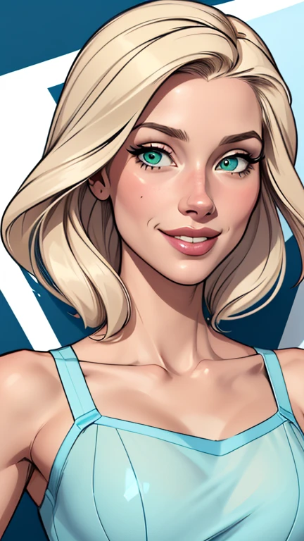 (estilo de desenho animado:1.2), Desenhos de (Fleur Delacour), Sorriso, olhos verdes perfeitos, rosto detalhado, fundo branco, pose divertida, olhar sedutor,Corpo inteiro usando o uniforme de sanserina, medium beautiful breasts and wonderful body Cartoon style digital illustration young teenage woman
