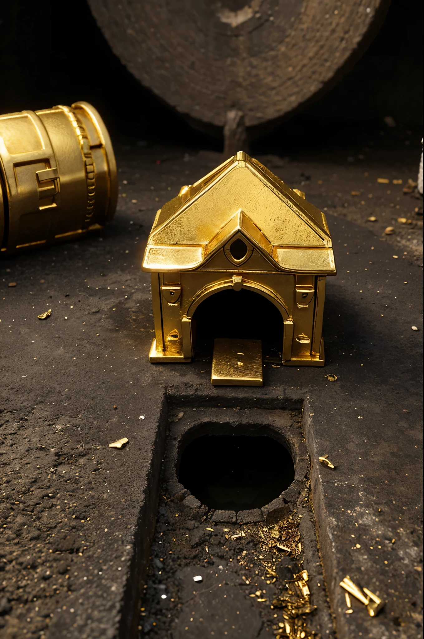 Small sank made of the gold walking on eth ereum