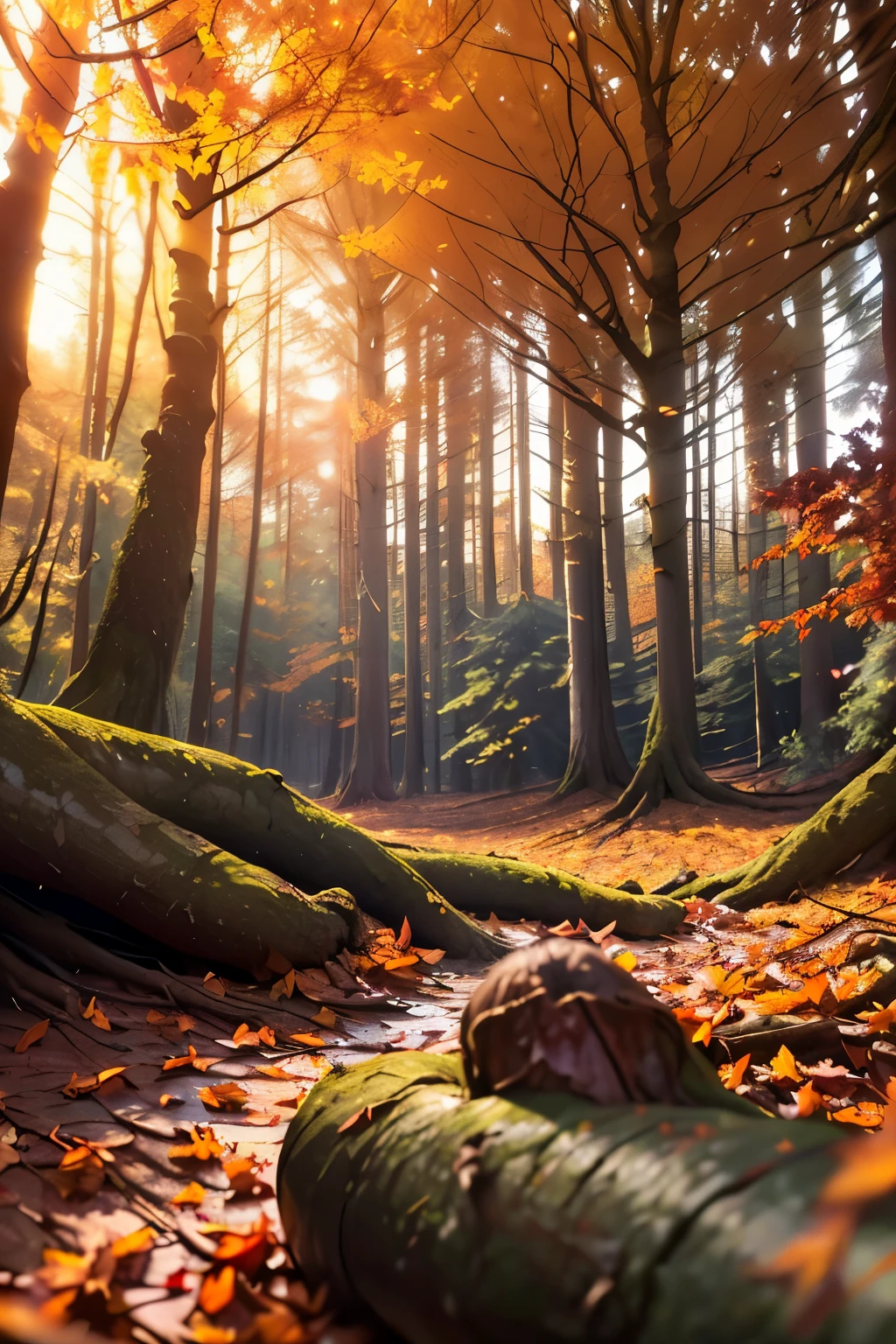 ((highest quality)), ((masterpiece)), (be familiar with), Inside the fantastic sea of trees、(Autumn forest landscape:1.4) , (Layer depth, parallax effect, soft focus foreground, Landscapes depicted:1.3), like a movie, (There are penises everywhere:1.0), (8penis), (No character description:2.0)、(steam:1.2)、(the ground is covered with fallen leaves:1.4)